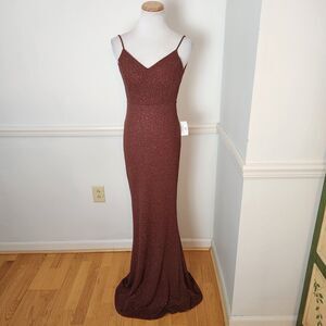 New Windsor Irene Maxi Dress Size Small Womens Sparkle Brown Mermaid For…